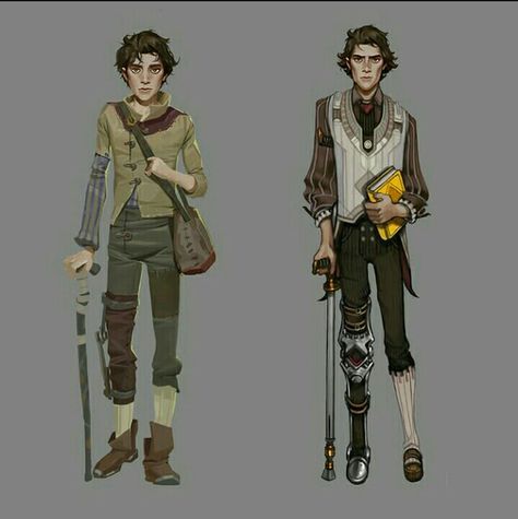 Disable Character Design, Viktor Arcane Concept Art, Viktor Concept Art, Disabled Fantasy Art, Viktor Leg Brace, Viktor Arcane Full Body Reference, Viktor Arcane Character Design, Viktor Full Body Arcane, Arcane Concept Art Character Design