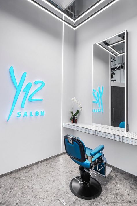 Image 19 of 21 of Y12 | XO Atelier | Photograph by Alex Jeffries Barber Shop Interior Design, Modern Barbershop, Barber Shop Design, Modern Barber Shop, Barbershop Design Interior, Dance Studio Design, Barber Shop Interior, Laundry Business, Beauty Space