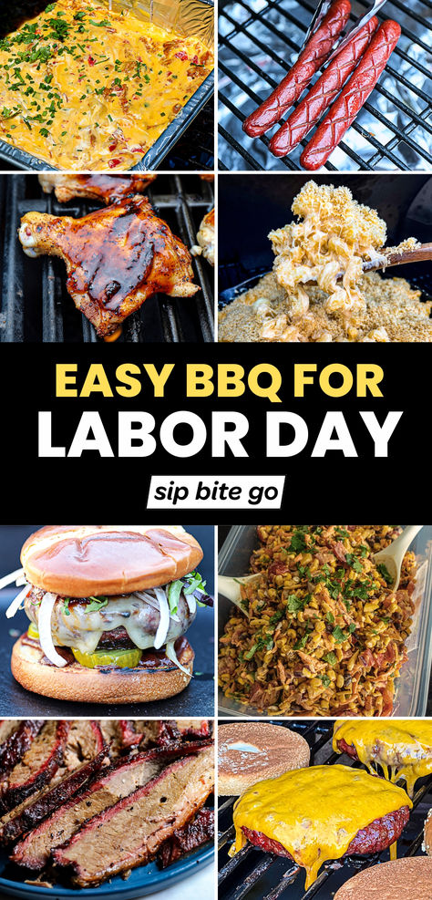 Collage with BBQ Recipes for Labor Day Grilling Labor Day Bbq Menu Ideas, Brisket Menu Ideas, Labor Day Menu Ideas Easy, Labor Day Grilling Ideas, Laborday Weekend Food, Labor Day Meal Ideas, Labor Day Recipes Ideas, Labor Day Weekend Food, Labor Day Dinner Ideas