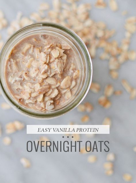 Vanilla Protein Overnight Oats, Overnight Oats Vanilla, Overnight Oats Protein Powder, Recipes With Protein Powder, Recipes With Protein, Overnight Oat Recipes, Vanilla Overnight Oats, Overnight Oats With Yogurt, Oat Recipes