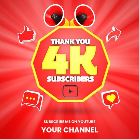 Thank you 4k youtube subscribers celebra... | Premium Psd #Freepik #psd #thank-you-subscribers #youtube-like #subscription #youtube-subscribe 3k Subscribers Thank You, Animated Numbers, Old Apple Logo, Sk Sabir Boss Free Fire Photo, Youtube Poster, Indian Flag Photos, Share Logo, Thank You Video, Youtube Banner Backgrounds