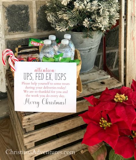 Postman Christmas Gift Ideas, Mail Carrier Thank You, Snacks For Mail Carrier, Mail Lady Christmas Gift, Mailman Christmas Gifts, Mail Carrier Gift Ideas, Mailman Gifts, Mail Carrier Gift, Thank You Baskets