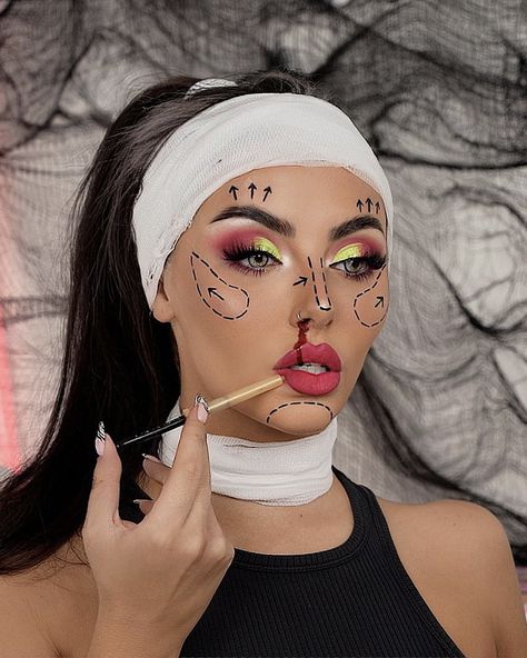 Plastic surgery easy Halloween makeup idea Plastic Surgery Halloween Makeup, Plastic Surgery Halloween, Plastic Surgery, Halloween Makeup, Surgery, Instagram Photos, Photo And Video, Instagram Photo, Halloween