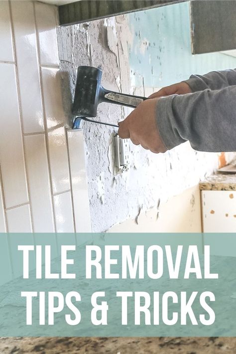 Even if you're not going to be tackling the new tile installation yourself and you're hiring that part out - you can still save a ton of money by doing the demo and removal of the tile yourself. It is definitely an easy DIY project for even a beginner to tackle because you don't need much experience or access to many tools. #tile #tileremoval #DIY #kitchen #tutorial Remove Tile Backsplash, Remove Tile, Diy Tile Backsplash, Diy Exterior, Diy Upholstery, Tile Removal, Diy Kitchen Backsplash, Upholstery Projects, Diy Tile