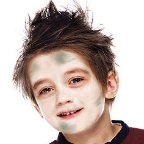 Zombie Face Paint Easy, Zombie Face Paint Kids Easy, Zombie Football Player Costume, Kids Zombie Makeup, Zombie Makeup Easy, Zombie Face Paint, How To Face Paint, Diy Costumes For Boys, Halloween Toddler Party