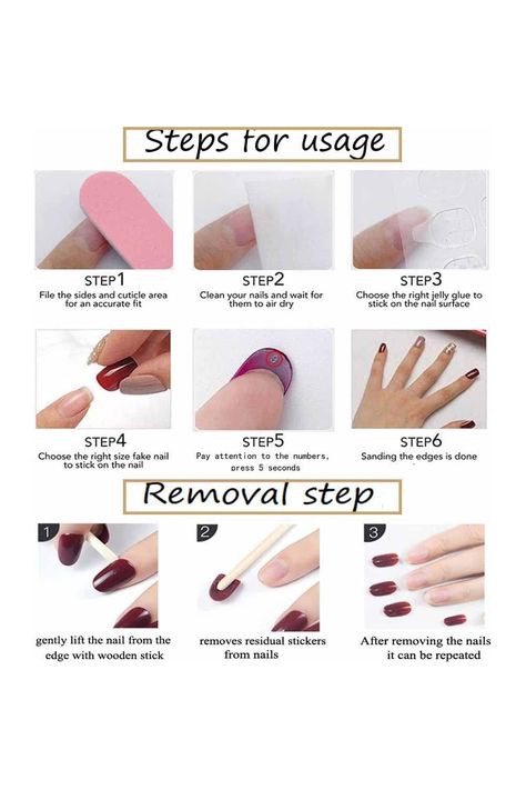 How To Apply Press On Nails Step By Step, Manicure Steps, Nails With Rhinestones, Almond Press On Nails, G Nails, Nails Salon, Salon Style, Nail Arts, Nail Color