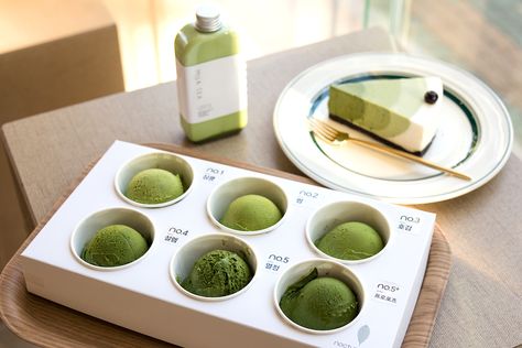 Matcha Cafe Design, Matcha Bar Design, Matcha Package, Cafe Plating, Matcha Gelato, Matcha Corner, Matcha Bar, Matcha Dessert Recipes, Matcha Shop