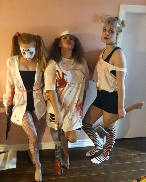 Want to match with your besties this Halloween? Here, 40 three-person Halloween costume ideas to get all the spooky inspo flowin'. Scary Halloween Trio Costumes, Halloween Costumes For Trios Scary, Trio Scary Halloween Costumes, Triple Costume Ideas Halloween, Matching Girls Halloween Costumes, Halloween Costume For Three People, Matching Halloween Costumes Trio, Scary Trio Halloween Costumes, Halloween Costumes Three Friends