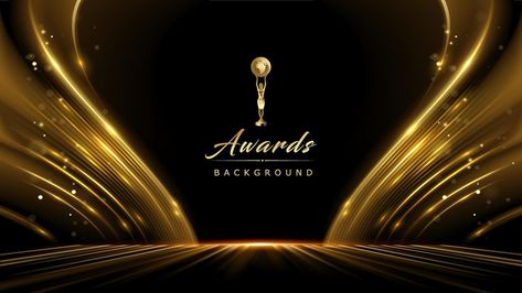 Golden Black Award Background. Waves Luxury Graphics. Stage Motion Visuals. Wedding Entertainment Night. Elegant Luxury Shine Modern Template Certificate. Wave Lines Shining. Globe Horizon in Space Charm Poster, Award Background, Golden Awards, Award Poster, Award Template, Stall Design, Stage Background, Happy Anniversary Cards, Waves Line