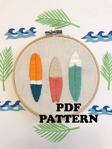 Surf Boards Embroidery Pattern PDF Digital Download Hoop Art | Etsy Fall Embroidery Patterns, Tropical Homes, Free Embroidery Patterns, T-shirt Broderie, Surf Boards, Textiles Projects, Stitch Clothes, Embroidery Tshirt, Embroidery Patterns Free