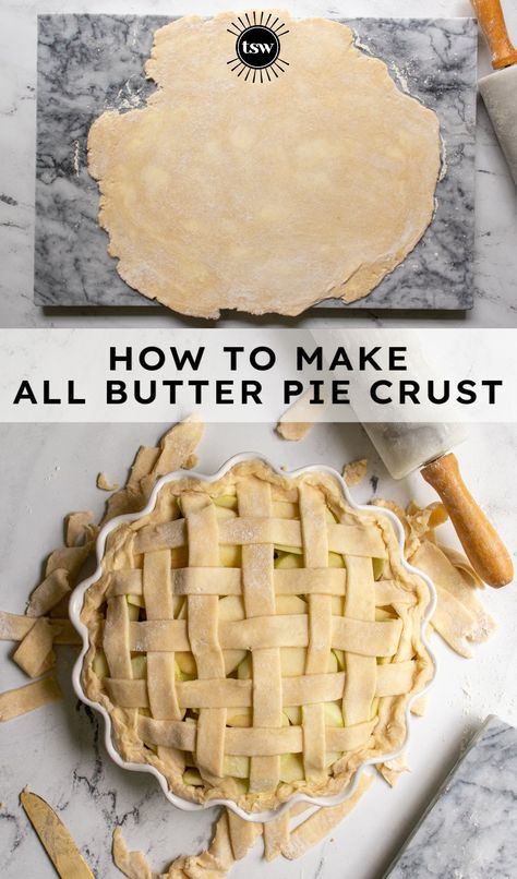 How To Make All Butter Pie Crust - The Schmidty Wife Deep Dish Pie Crust Recipe, Pie Crust Recipe Butter, Butter Crust Recipe, Pie Crust With Butter, Best Pie Crust Recipe, Butter Pie Crust, Baking Pies, All Butter Pie Crust, Butter Crust