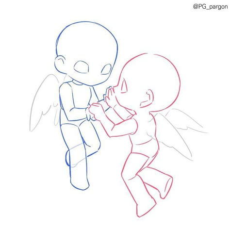 Drawing Base 2 People Chibi, Chibi Love Poses, Chibi Art Base Poses, Chibi Singing Pose, Couple Bases Drawings Chibi, Birthday Base Drawing, Chibi Couple Base, Chibi Pose, Chibi Base