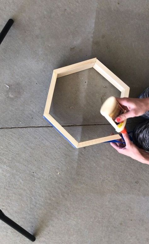 An easy diy the add some character to your walls. Today I am going to show you how I made these easy hexagon shelves. Get your supplies What I used for this project isWood I used a 1 by 3 for this look (but you could use different sizes if you want)Chop sawPainters tapesander (orbital is my favorite)stainWood glueragsI have also made it easier and added most of the items to amazon for an easy shopping.Check out this list Supplies for hexagon shelves from Brianna's Favorite fi… Diy Hexagon Shelves, Birthday Photo Displays, House Diys, Farmhouse Reno, Wine Picnic Table, Sound Panels, Rent House, Sound Panel, Mirror Frame Diy