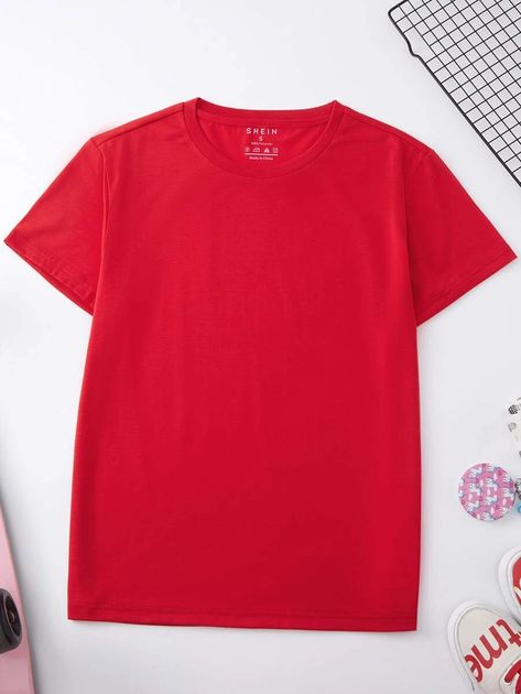 Short Sleeve Solid Tee | SHEIN USA Women T Shirts, Women Tops, Summer Women, Womens Tees, Blouses, Womens Tops, T Shirts For Women, T Shirts, Free Shipping