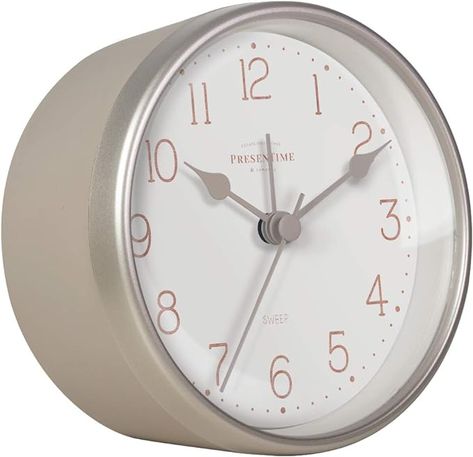 Amazon.com: Presentime & Co 4" Chic Home Tabletop Alarm Mantel Clock, Desk and Shelf Clock, Silent no Ticking, Warm Gray and Chic Silver Finish. Tabletop Décor, Home Décor : Home & Kitchen Enjoy The Silence, Shelf Clock, Grey Oak, Weathered Wood, Face Design, Warm Grey, Chic Home, Aa Battery, Mantel Clock