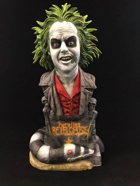 Beetlejuice Clay Art, Beetlejuice Sculpture, Pumpkin Sculpting, Tim Burton Tattoo, Charles Addams, Harley Davidson Artwork, Ceramic Halloween, Beetlejuice Movie, Face Jugs