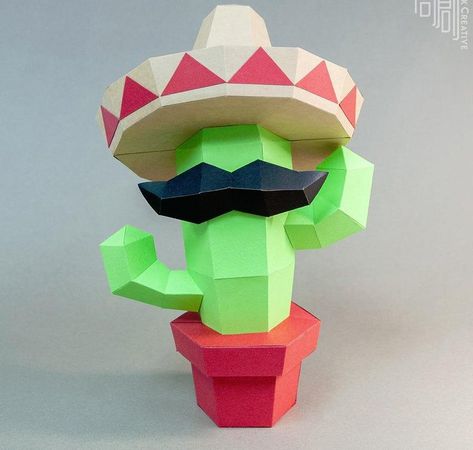 Cactus Paper Craft, Paper Toy, 3d Paper Crafts, Paper Crafts Origami, Origami Art, Paper Folding, Origami Crafts, 3d Paper, Paper Toys