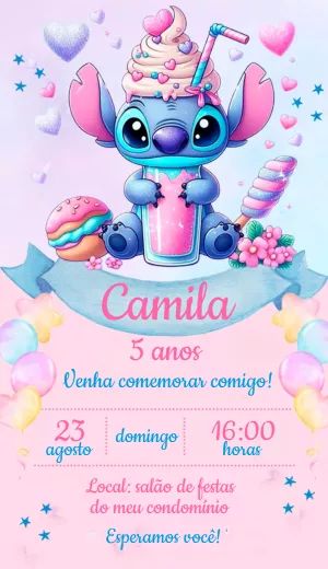 Convite aniversário Stitch Candy - Edite grátis com nosso editor online Stitch Drawing, Kids Birthday Theme, Diy Invitations, Online Design, Invitation Design, Cake Topper, Party Invitations, Invitation Template, Iphone