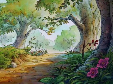 Winnie The Pooh Background, رسم كاريكاتير, Pretty Movie, Winnie The Pooh Pictures, Water Color Pencil, Nursery Mural, Fantasy Forest, Vintage Botanical Prints, Disney Aesthetic