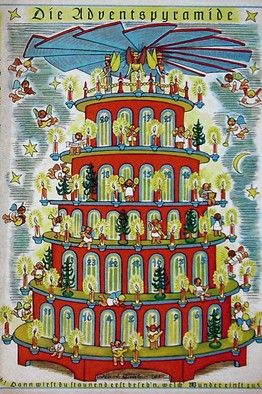 German Advent calendar. German Advent Wreath, Advent Calendar Cards, German Advent Calendar, Countdown Ideas, Christmas Pyramid, German Christmas Pyramid, Christian Calendar, Calendar Cards, Vintage Calendar