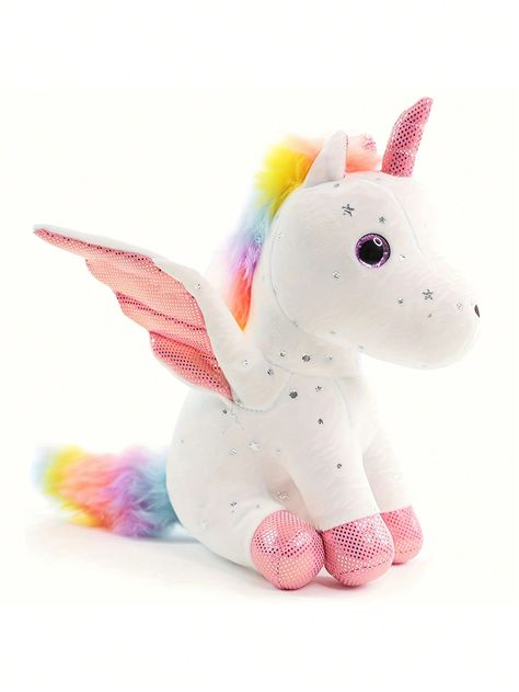 White  Collar  Polyester   Embellished   Kids Dolls & Stuffed Toys Unicorn Soft Toy, Kawaii Angel, Stuffed Unicorn, Unicorn Plushies, Unicorn Stuffed Animal, Kids Dolls, Unicorn Toys, Mane N Tail, Unicorn Plush