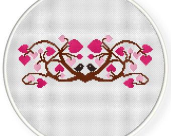 INSTANT DOWNLOADFree shippingCounted Cross stitch by danceneedle Afghan Loom, Wedding Cross Stitch Patterns, Wedding Cross Stitch, Xstitch Patterns, Cross Stitch Love, Cross Stitch Heart, Love Tree, Cross Stitch Animals, Simple Cross Stitch