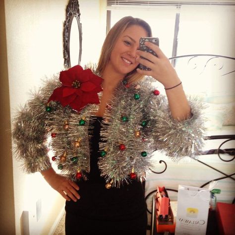 Tinsel Sweater: If you are attending an ugly Christmas sweater party this year, we have got you covered! Here are 25 Ugly Christmas Sweater Ideas for you to use as inspiration. Tinsel Sweater, Ugly Christmas Sweater Outfit, Christmas Costumes Women, Diy Christmas Sweater, Christmas Sweater Outfits, Best Ugly Christmas Sweater, Diy Ugly Christmas Sweater, Tacky Christmas Sweater, Ugly Holiday Sweater