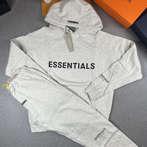 Essential tracksuit in all sizes Grey colour... - Depop Essential Tracksuit, Essentials Tracksuit, God Light, Grey Tracksuit, Essentials Fear Of God, Day List, Grey Outfit, Fear Of God, Grey Colour