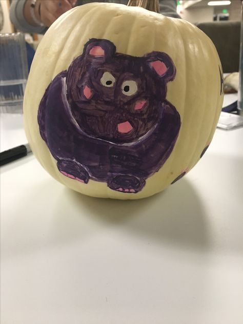 Hippo painted pumpkin Painted Pumpkin, Pumpkin Painting, Painted Pumpkins, A Pumpkin, Pumpkin Carving, Carving, Halloween