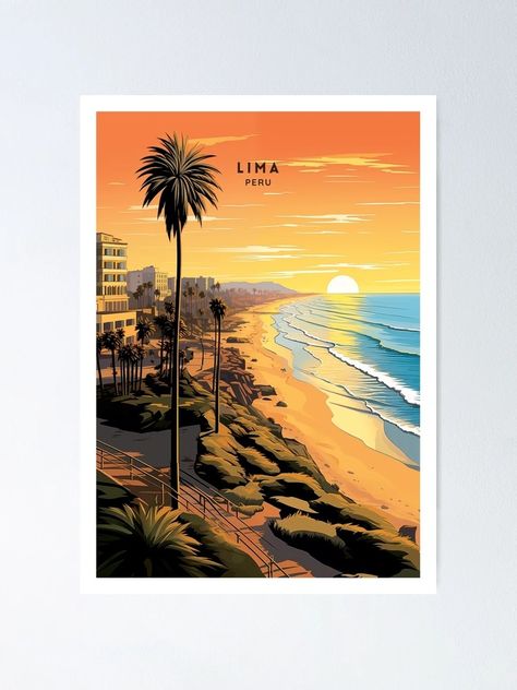 "Lima Peru Splendor Travel Illustration" Poster for Sale by NeuralVibe | Redbubble Peru Illustration, Lima Aesthetic, Peru Aesthetic, Lima City, City Painting, Poster Illustration, Lima Peru, Travel Illustration, Illustration Poster