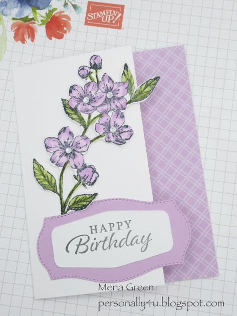 Diy Gift For Bff, Stampin Blends, Card Sketches Templates, Stampin Up Card, Easter Cards Handmade, Purple Cards, Birthday Card Craft, Homemade Birthday Cards, Birthday Sentiments