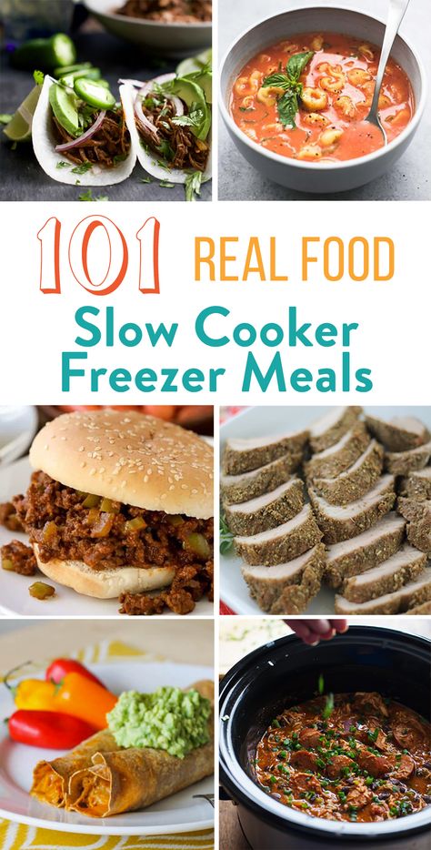 101 Real Food Slow Cooker Freezer Meals - Your life just got easier and healthier with this list of the best whole foods freezer meals for the slow cooker. Enjoy these real food crockpot recipes today or freeze for later. Food Slow Cooker, Freeze Meals, Freezer Crockpot Meals Healthy, Thriving Home, Chicken Freezer Meals, Paleo Snack, Slow Cooker Freezer Meals, Healthy Freezer Meals, Easy Freezer Meals