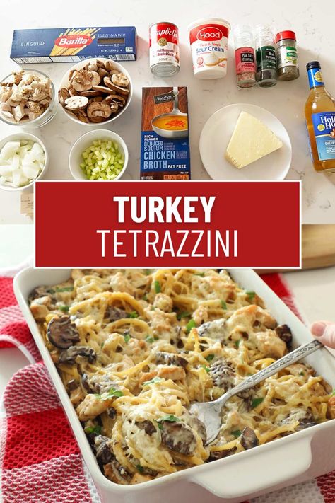 My favorite way to use leftover turkey is to make turkey tetrazzini. Turkey tetrazzini is a hearty pasta dish made with turkey, mushrooms, onions, linguine baked in a creamy sauce with parmesan cheese. Tetrazzini Turkey, Turkey Tetrazzini Recipe, Turkey Tetrazzini, Chicken Pot Pie Casserole, Linguine Pasta, Must Have Kitchen Gadgets, Leftover Turkey, Pasta Dish, Linguine