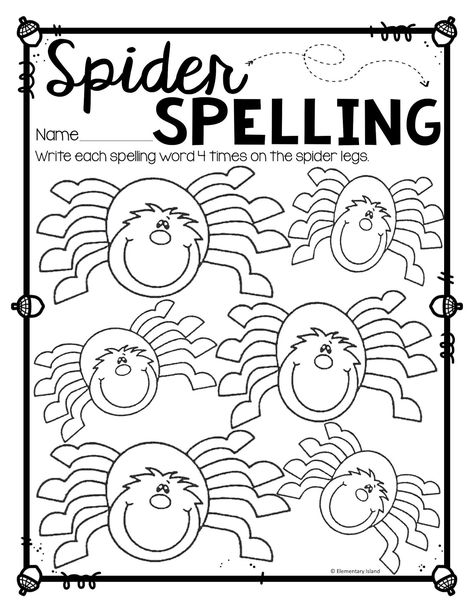 Halloween Reading Activity, Scattergories Lists, Spelling Practice Activities, Spelling Practice Worksheets, Classroom Corner, Halloween Math Worksheets, Abc Learning, 2nd Grade Spelling, Halloween Reading