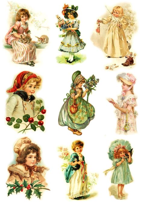 Victorian Kids, Custom Scrapbook, Printable Vintage Art, Vintage Paper Dolls, Vintage Scrapbook, Vintage Crafts, Decoupage Paper, Vintage Labels, Arts And Crafts Supplies