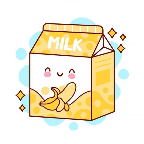 Cute happy funny flavored banana milk | Premium Vector #Freepik #vector #design #box #character #cartoon Milk Drawing, Milk Art, Milk Box, Cute Kawaii Animals, Banana Milk, Happy Funny, Pola Kartu, Cute Food Drawings, Buku Skrap