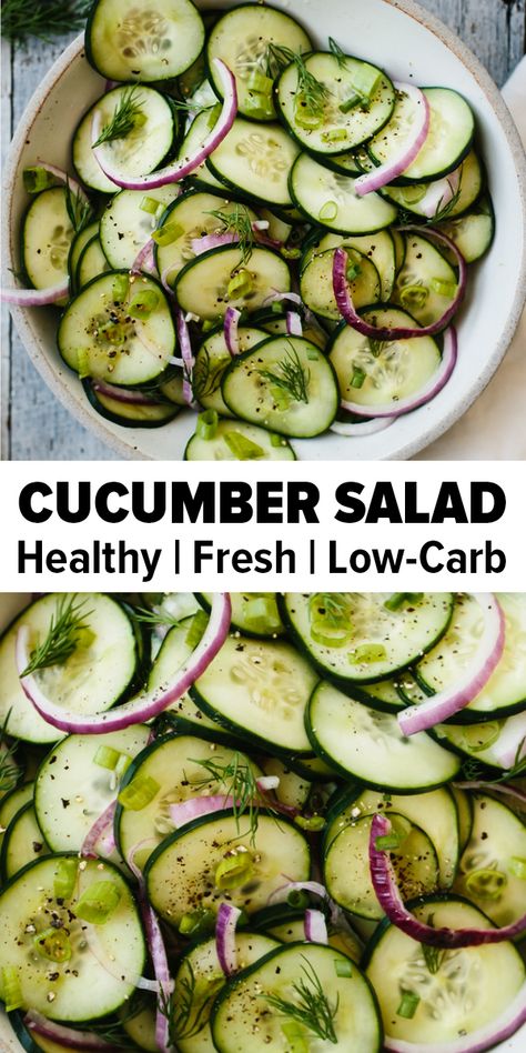 Cucumber Salad Vinegar, Easy Cucumber Salad, Potluck Salad, Cucumber Diet, Onion Salad, Cucumber Recipes Salad, Cucumber Recipes, Summer Salad Recipes, Lunch Salads