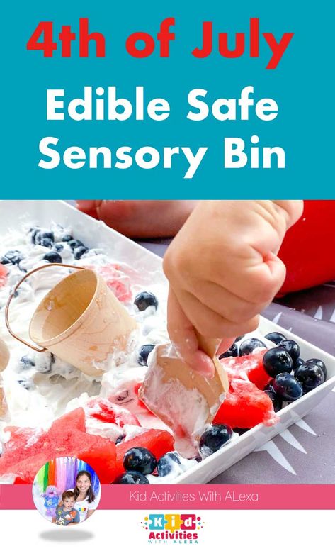 4th Of July Toddler Food, 4th Of July Baby Activities, 4th Of July Sensory Bin, July Sensory Bin, Toddler Activities Under 2 Daycare, Sensory Bin For Preschoolers, Toddler Activities Under 2, America Crafts, Sensory Bin For Toddlers