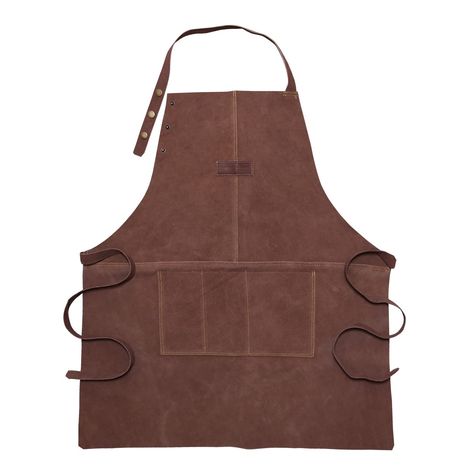 OLSON DEEPAK Leather Work Shop Apron with Tool Pockets Heat & Flame Resistant Welding Apron, Adjustable Cowhide Bib Garage Apron, Workshop Apron, Full Split, Welding Apron, Grilling Apron, Hanging Rings, Woodworking Apron, Apron For Men, Utility Apron