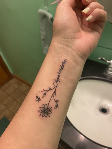 Small T1d Tattoos, Type One Tattoo, Type 1 Tattoo Ideas, T1d Aesthetic, T1d Tattoo, Medical Tattoos, Minimal Tattoos, Medical Tattoo, Health Tattoo