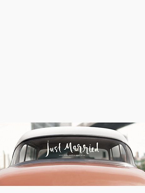 just married window cling - kate spade new york Budget Living Rooms, Budget Curb Appeal, Diy Country Wedding, Wedding Getaway Car, Just Married Car, Vinyl Window Decals, Home Gift Ideas, Wedding Send Off, April Wedding