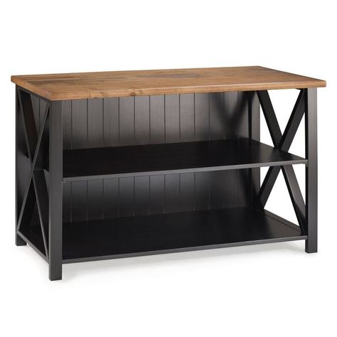 Solid Wood Farmhouse Storage Console Brown/Black - Saracina Home : Target Storage Console Table, Farmhouse Storage, Farmhouse Console Table, Black Console Table, Country Aesthetic, Storage Console, Charming Farmhouse, Office Storage Cabinets, Bookshelf Storage