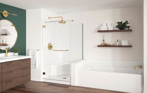 Standing Shower and Soaking Tub - Aquatic Standing Shower And Soaking Tub, Standalone Tub Small Bathroom, Big Tub Shower Combo, Shower Tub Side By Side, Side By Side Shower And Tub, Shower With Free Standing Tub Inside, Bath And Shower Side By Side, Deep Tub Shower Combo, Shower And Bathtub Side By Side