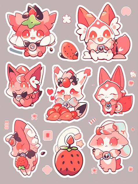 Chibi Sticker Sheet, Animal Chibi, Wise Animals, Chibi Stickers, Memo Pad Design, Sticker Ideas, Doodle Illustration, Cute Easy Drawings, Kawaii Stickers