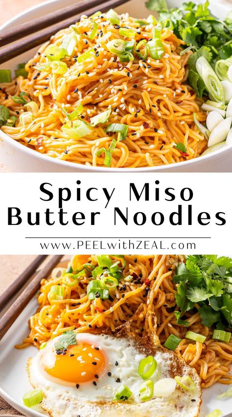 Pacific Rim Noodle Bowl Recipe, Flavorful Spaghetti Recipes, Miso Ramen Recipe Easy, Miso Peanut Noodles, Korean Noodle Bowl, Recipes With Thai Noodles, Noodles Lunch Ideas, Dinner Ideas With Ramen Noodles, Lotus Ramen Noodle Recipes