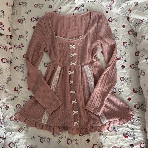 pink babydoll long sleeve top with lace... - Depop Babydoll Top Long Sleeve, Long Sleeve Babydoll Top, Babydoll Core, Dr Wardrobe, Pink Babydoll, Baby Doll Top, Nice Outfits, Fame Dr, Babydoll Top