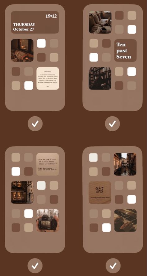 Dark Academia Phone Aesthetic, Autumn Theme Wallpaper Iphone, Ios 16 Home Screen Ideas Books, Fall Ios 16 Wallpaper Ideas, Brown Ios 16 Wallpaper Ideas, Iphone Home Screen Layout Dark Academia, Phone Themes Autumn, Book Phone Theme, Autumn Homescreen Aesthetic