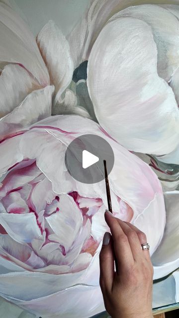 Paint Peonies, Peony Flower Painting, Peonies Painting Acrylic, Peony Painting Acrylic Easy, Acrylic Painting Peony, White Peony Painting, Peony Oil Painting, Peony Oil Painting Tutorials, How To Paint Peonies In Oil