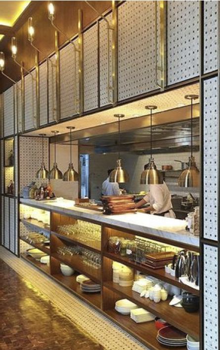 Restaurant With Open Kitchen, Show Kitchen Restaurant, Open Kitchen Cafe, Open Kitchen Restaurant Design, Kitchen Restaurant Design, Open Kitchen Restaurant, Oak Restaurant, Restaurant Kitchen Design, Kitchen Buffet