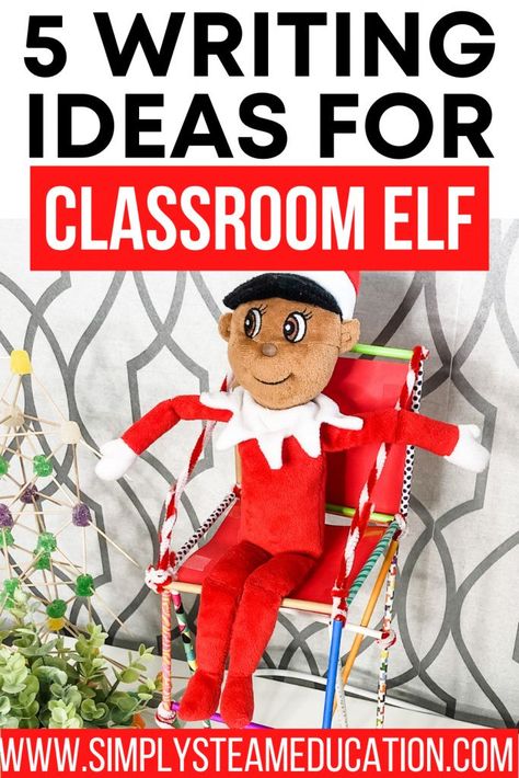 Looking for ways to incorporate your classroom Elf on The Shelf with your lesson plans? Here are 5 ways to connect your elf with your elementary writing exercises. This Christmas elf themes will get your students creativity flowing and push them to use their skills as they write. #chirstmasactivities #elfontheshelf #writingactivities #writingprompts #christmaswritingprompts #classroomelf Elf On The Shelf Writing Activities, Introducing Elf On The Shelf Classroom, Elf On The Shelf Ideas Homeschool, Elf Writing Activity, Classroom Elf On The Shelf, Elf On The Shelf Classroom, Classroom Shelves, Classroom Elf, First Grade Crafts